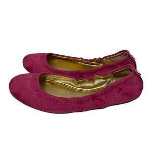Coach Pink Logo Round Toe Flats